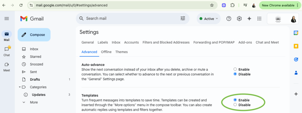 screenshot gmail setting templates