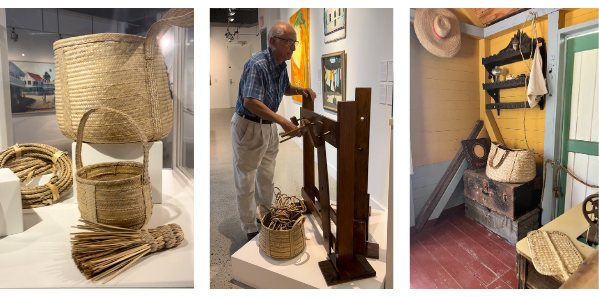 collage of thatch baskets